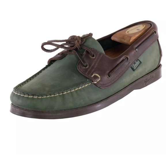 NWOT  DOONEY & BOURKE x PARABOOT Special Edition Boat Shoes Green Leather - Picture 3 of 9